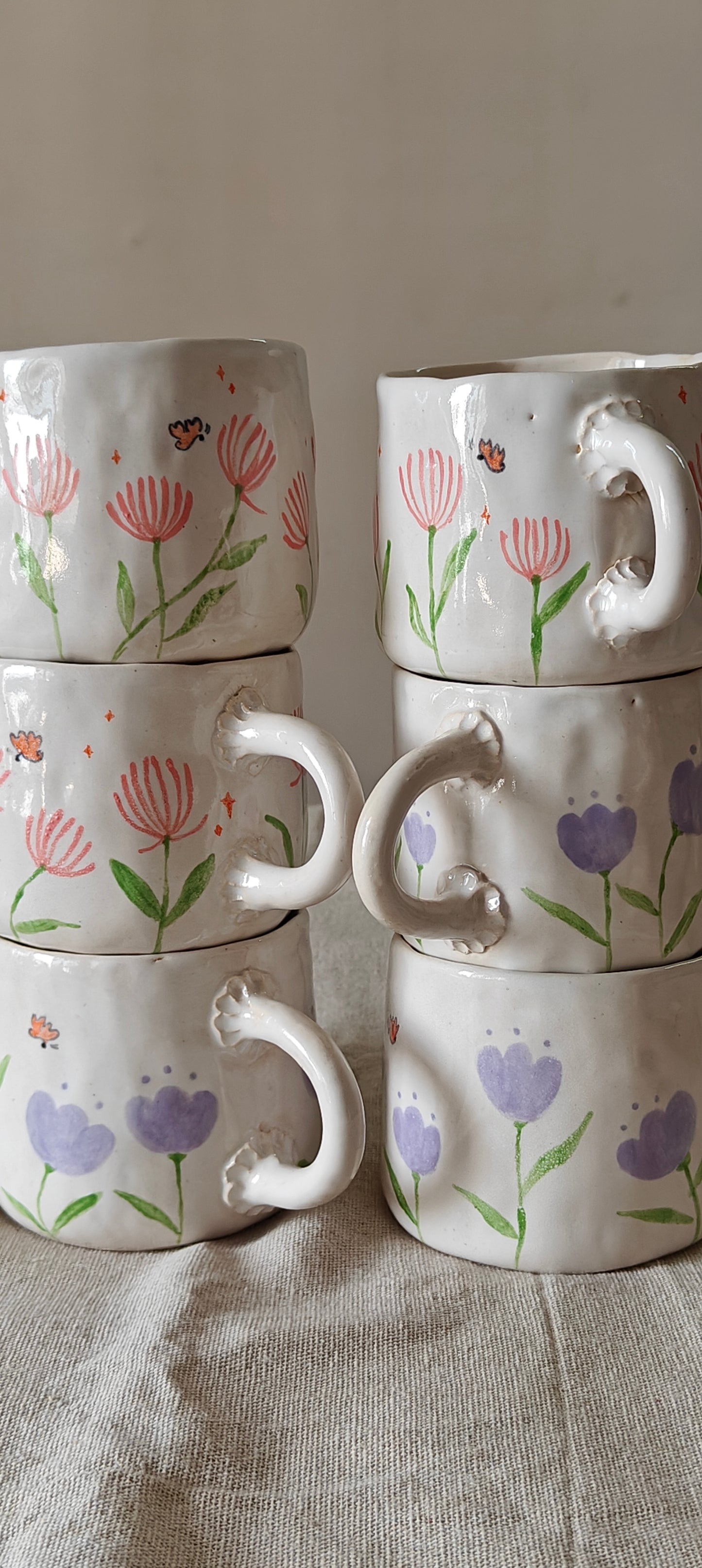 Hand pinched mug - lavender flower (sold individually)