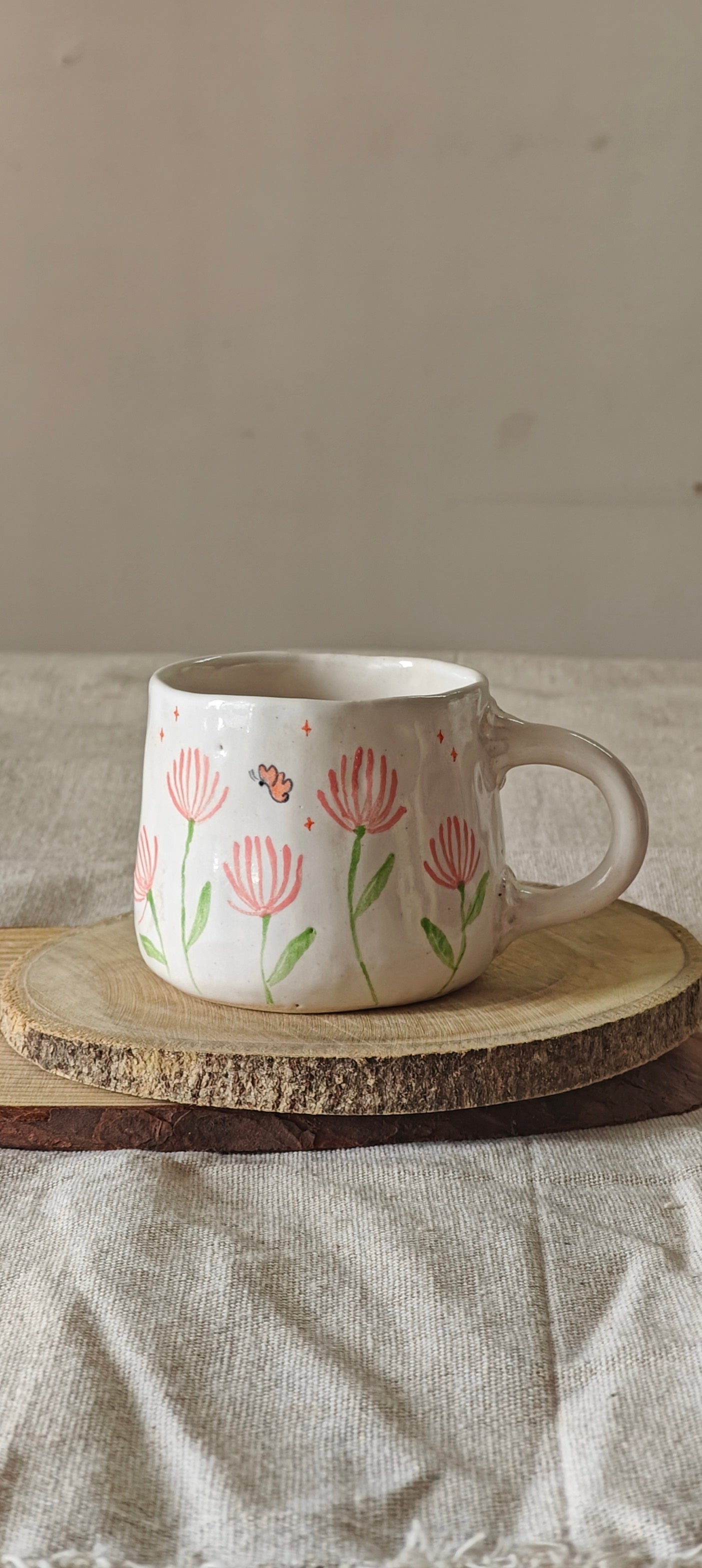 hand pinched mug - pink flower (sold individually)