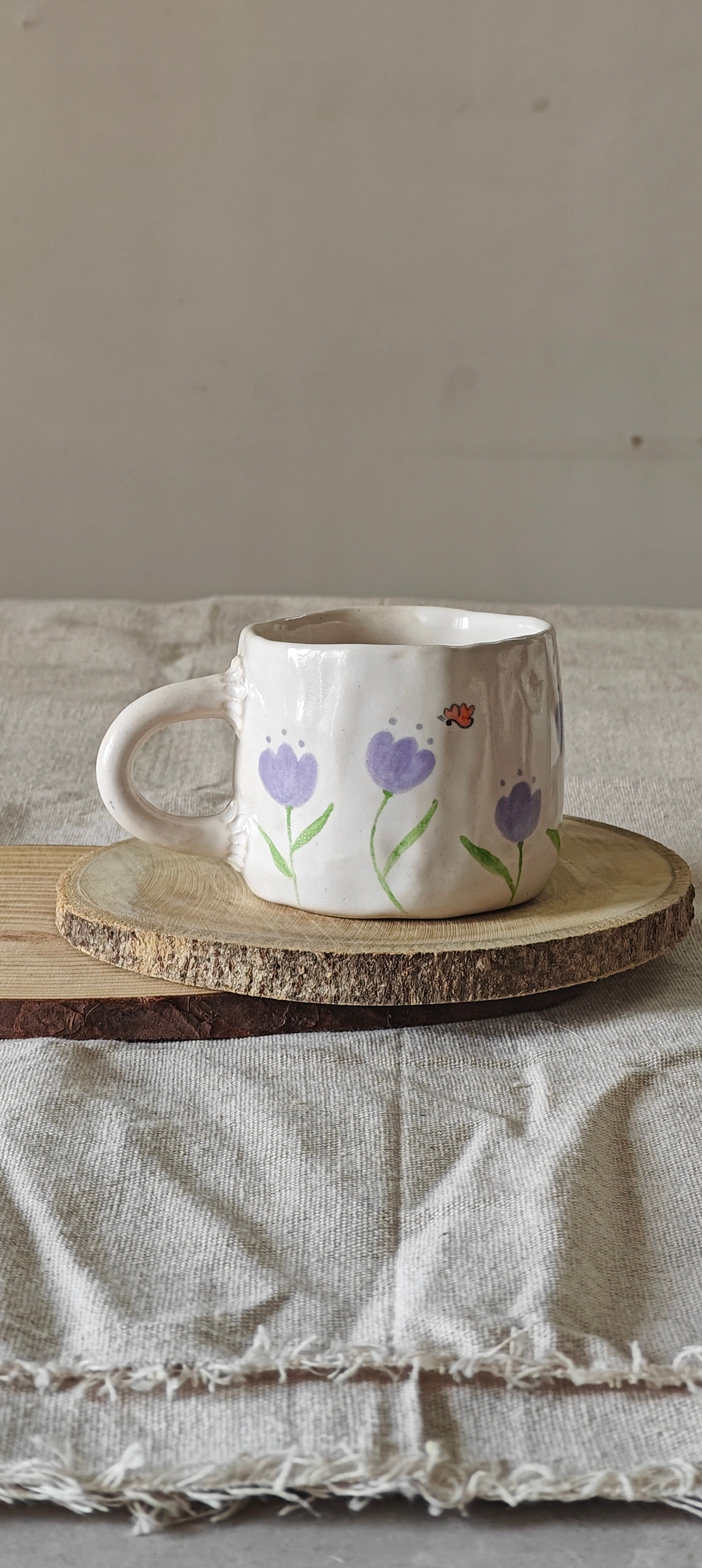 Hand pinched mug - lavender flower (sold individually)