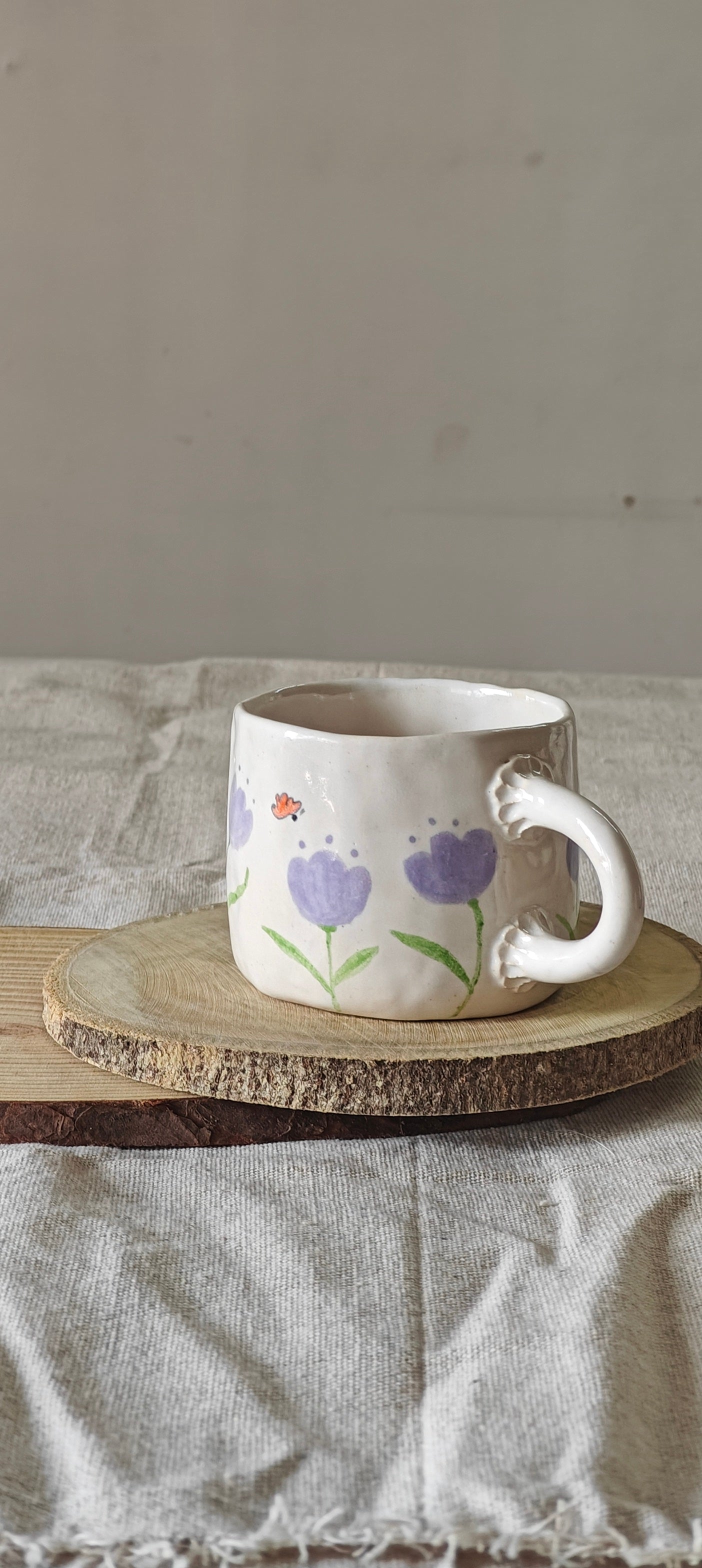 Hand pinched mug - lavender flower (sold individually)